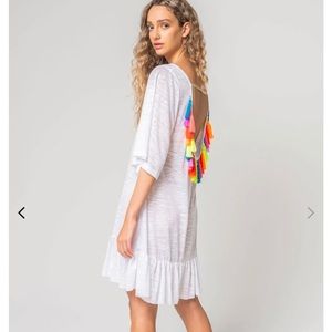 NWT Pitusa beach cover up white with tassel detail